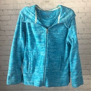 Women’s Calvin Klein Performance zippered hoodie heather turquoise blue. Size L